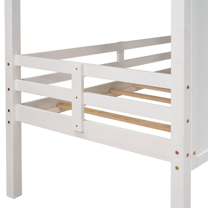 Low Loft Twin Bed with Windows White