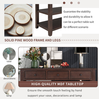 Retro Wood Console Table – Espresso Finish
