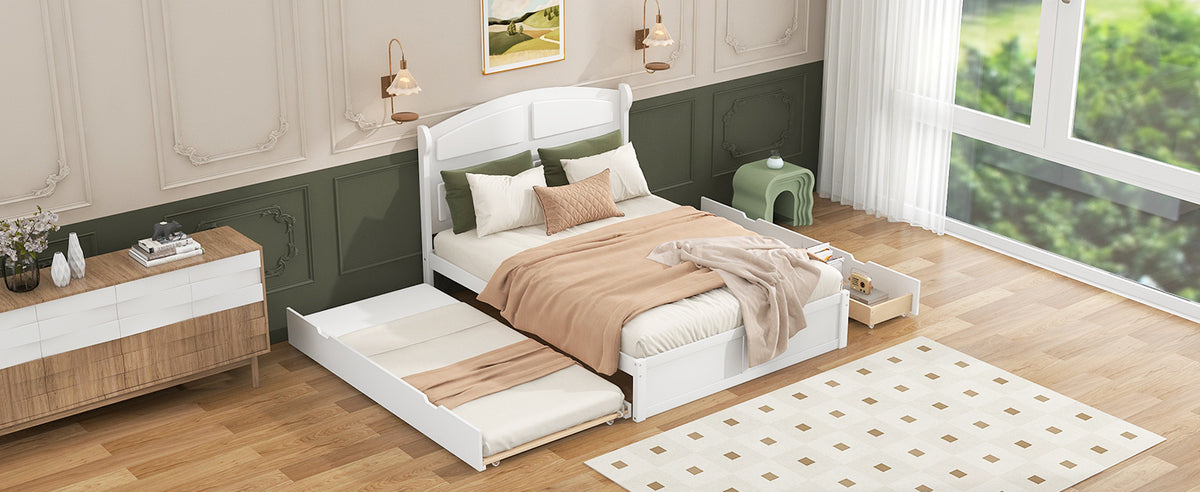 Wood Queen Platform Bed White