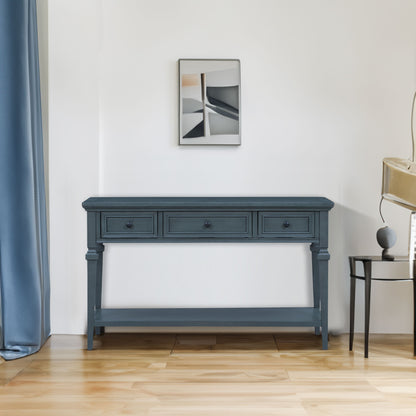 Navy Wood Console Table with Drawers