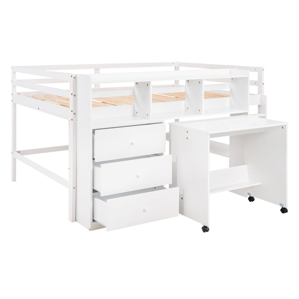 Low Loft Bed White