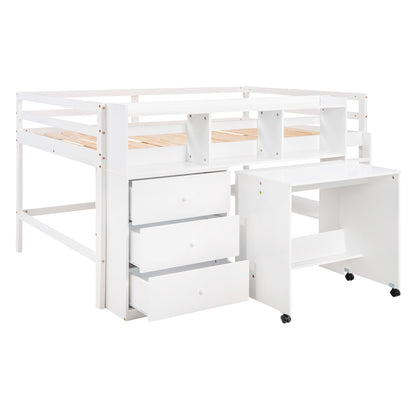 Low Loft Bed White