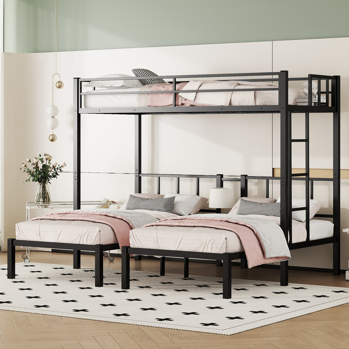 Triple Bunk Bed Black