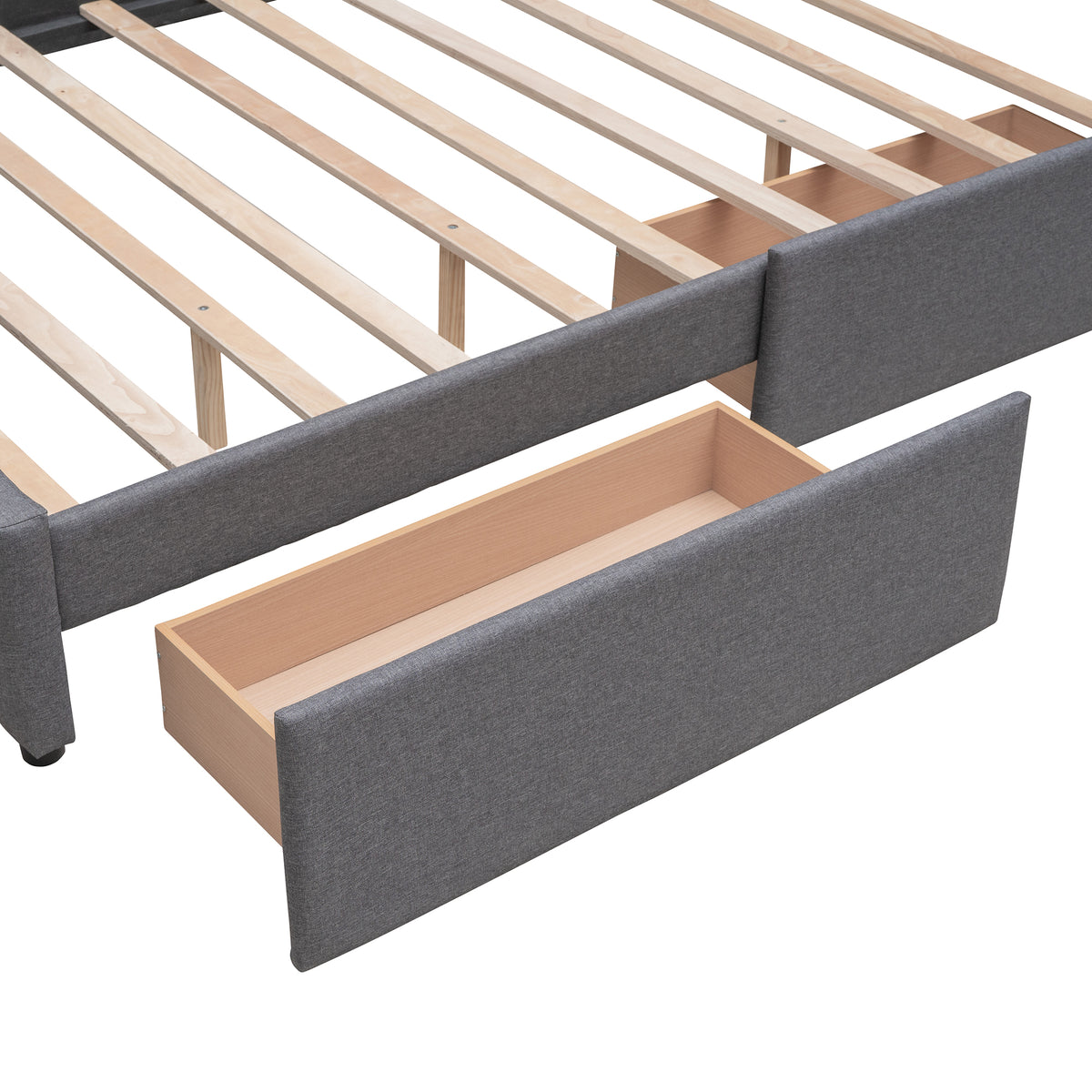 Upholstered Platform Bed Queen Dark Gray