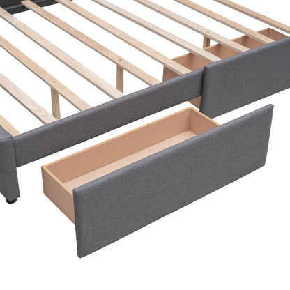 Upholstered Platform Bed Queen Dark Gray