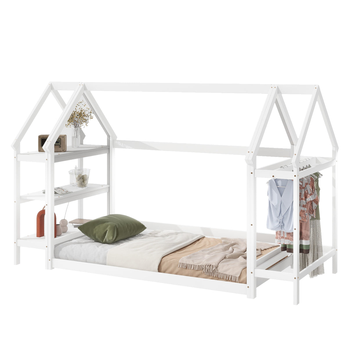 Twin House Bed White