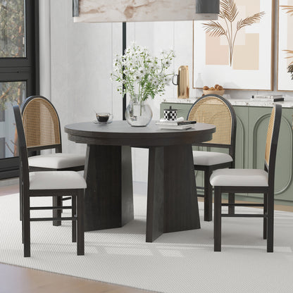 Retro Dining Set (5 pcs) – Espresso Finish