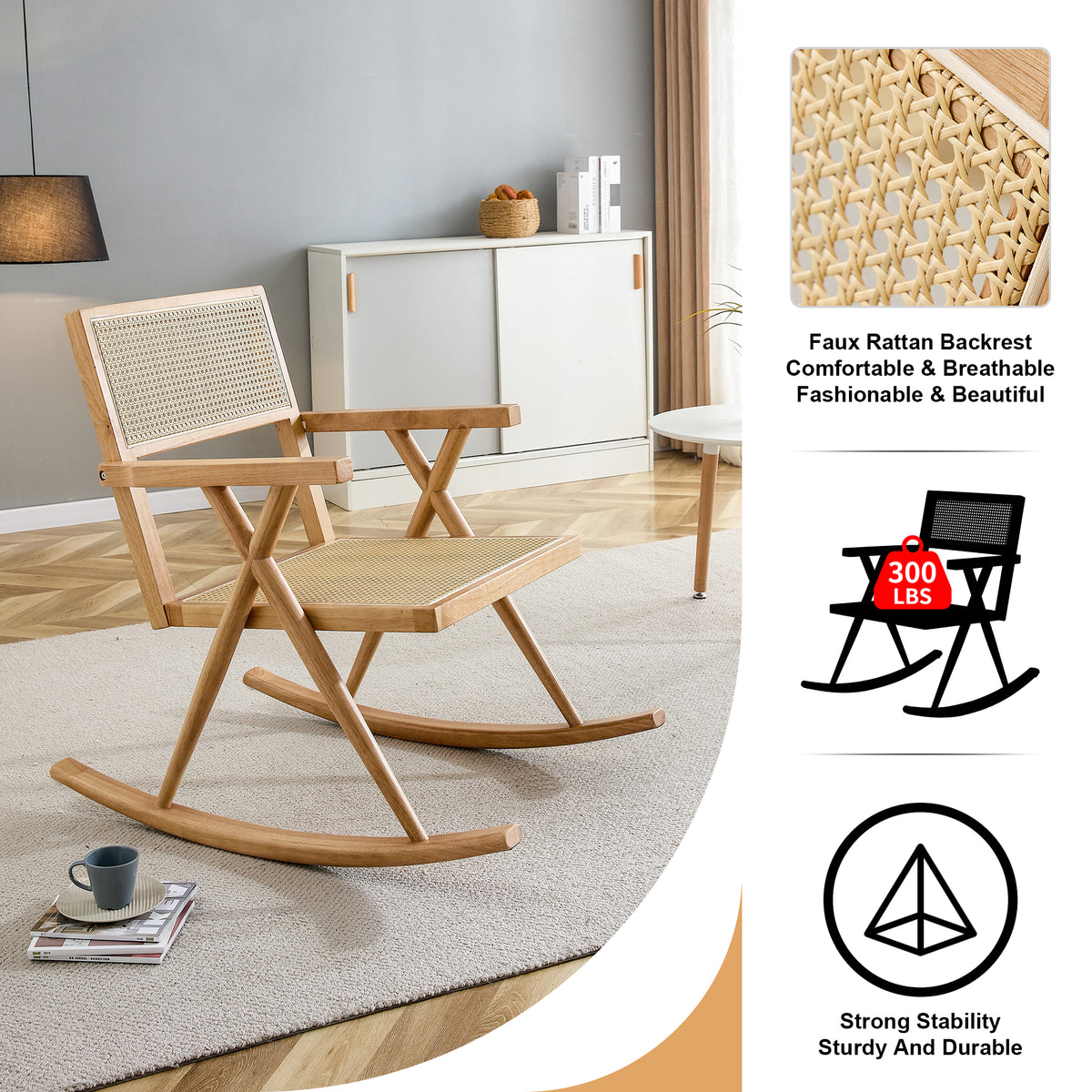 Outdoor Rattan Rocking Chair – Gray Wicker