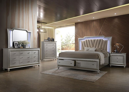 Muskan Platform Storage Bed w/Led Lighting - Champagne