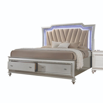 Muskan Platform Storage Bed w/Led Lighting - Champagne