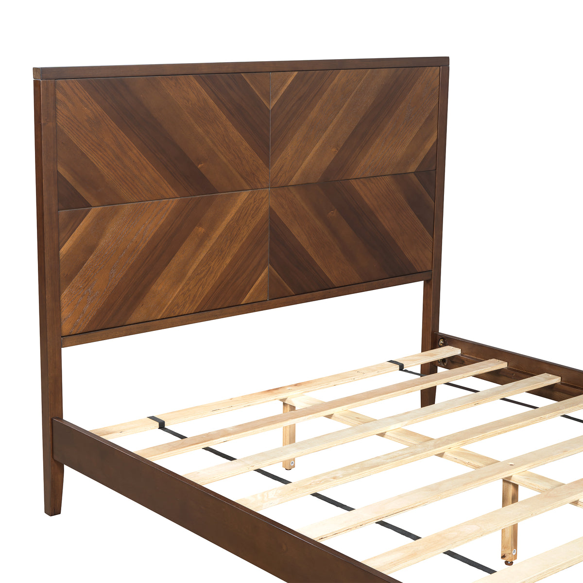 Mid-Century Platform Bed Walnut Queen