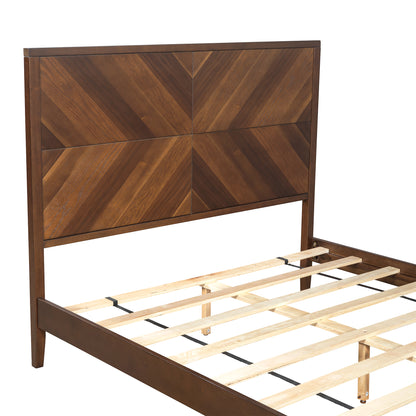 Mid-Century Platform Bed Walnut Queen