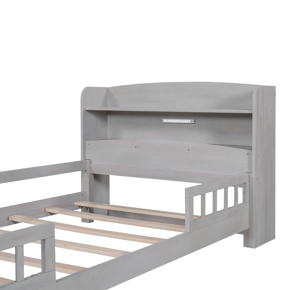 Wood Platform Bed Antique Gray