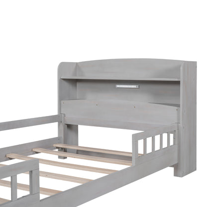 Wood Platform Bed Antique Gray
