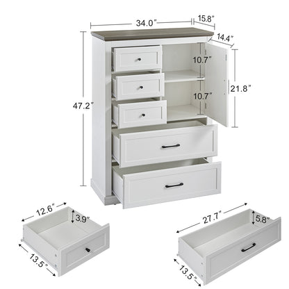 Farmhouse 5-Drawer Dresser White