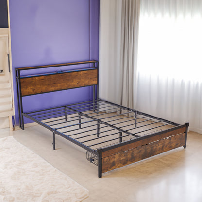 LED Platform Bed Wood Finish