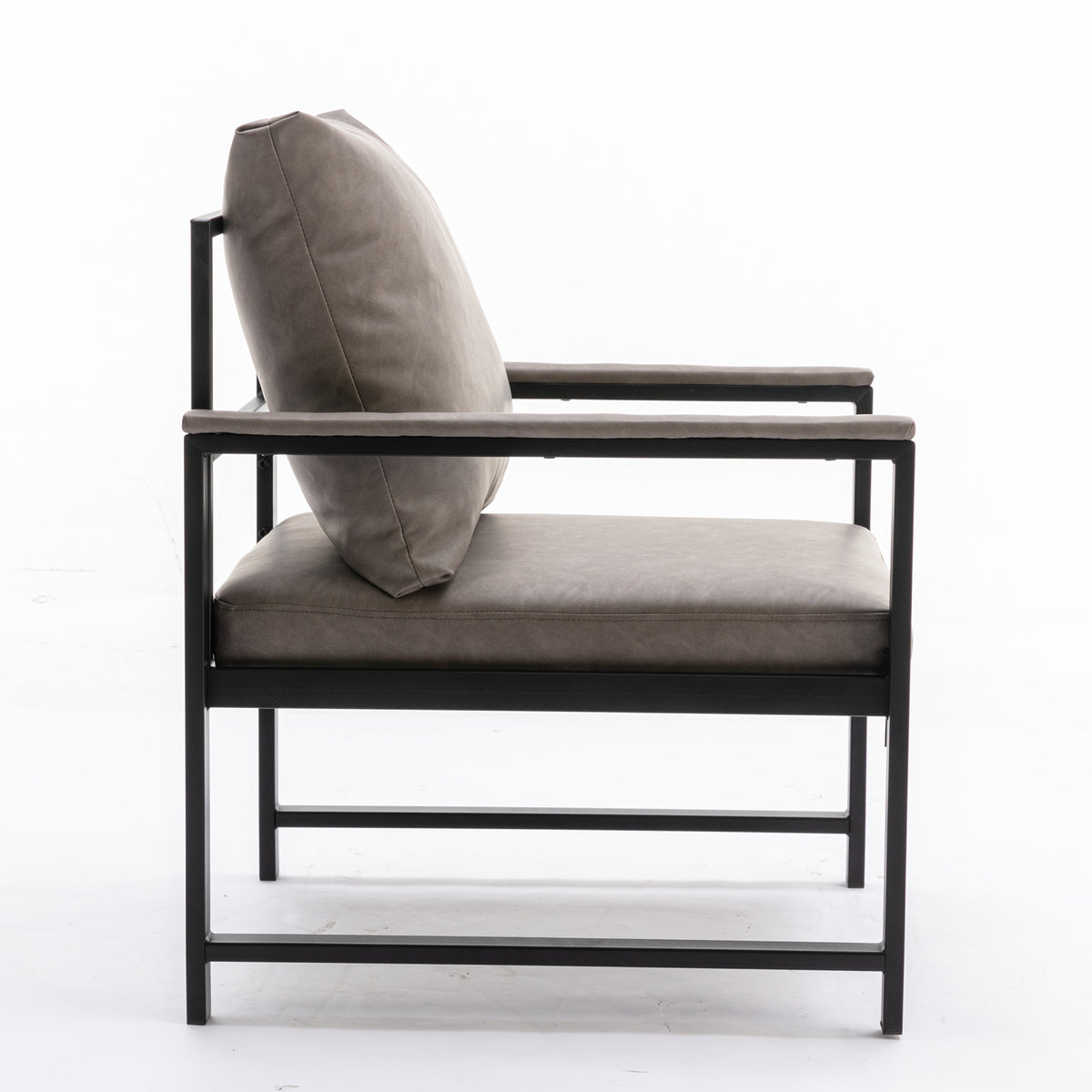 Faux Leather Accent Chair – Charcoal Gray
