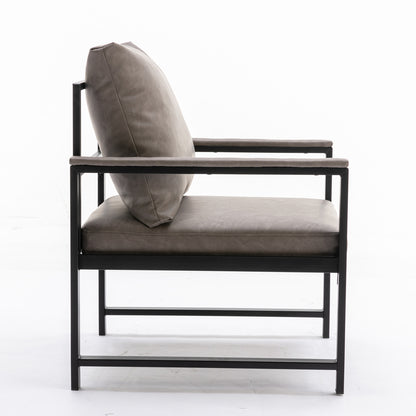 Faux Leather Accent Chair – Charcoal Gray