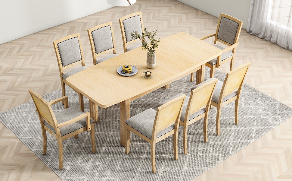 84” Expandable Dining Set – Natural Finish