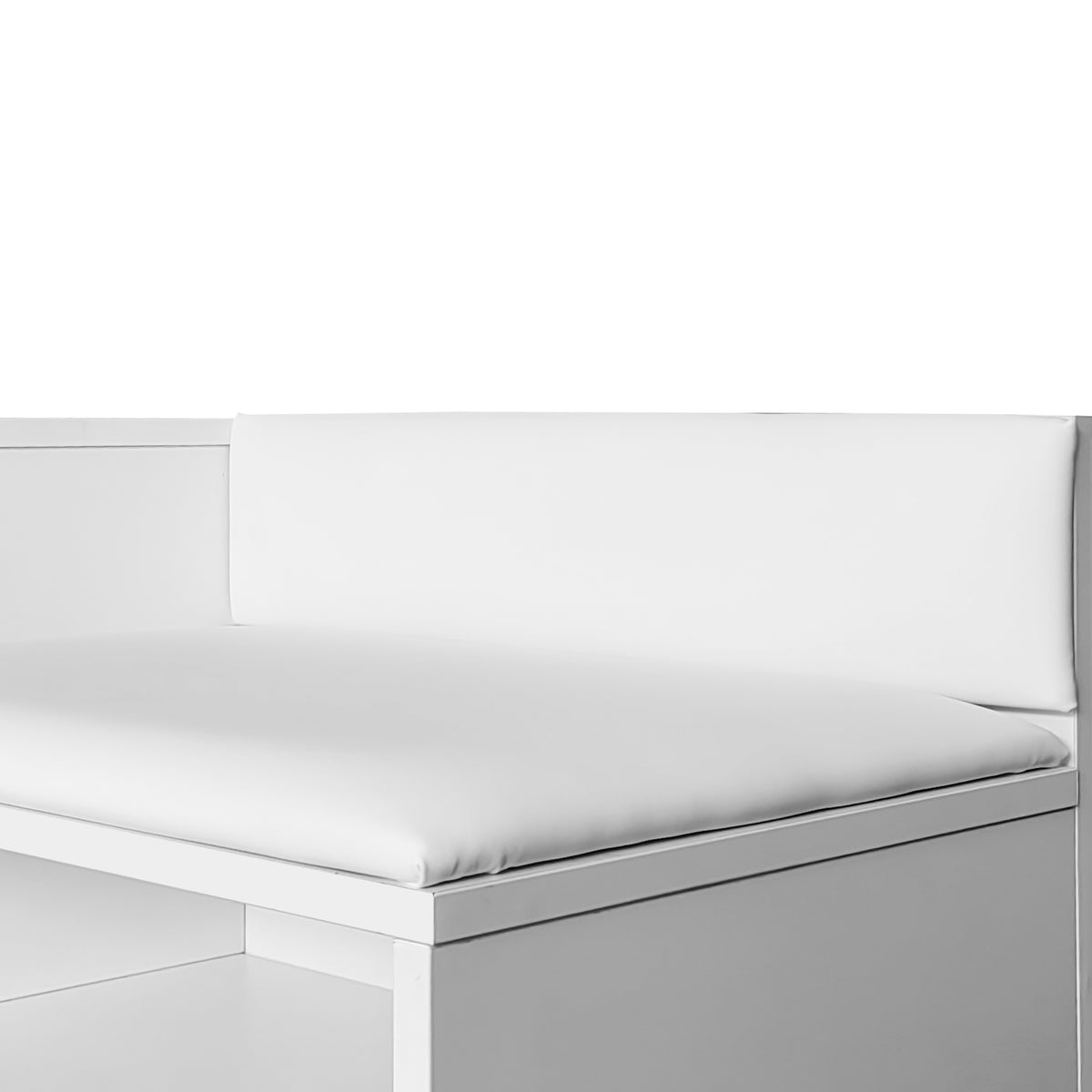Modern White Shoe Storage Bench with Hidden Upholstered Seat