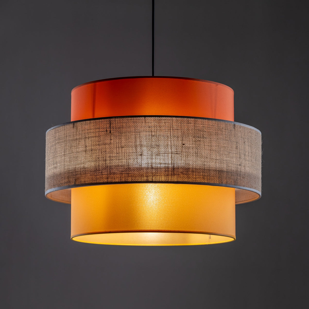 TRIO Jute Mid-Century Boho Large Pendant Light