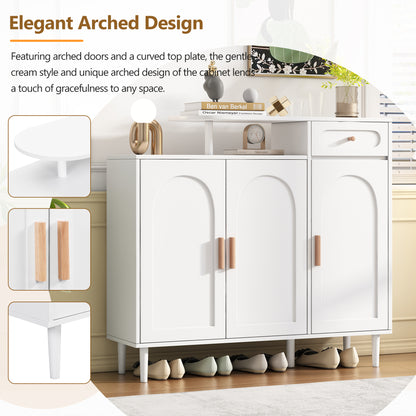 Elegant Shoe Cabinet with Adjustable Shelves White