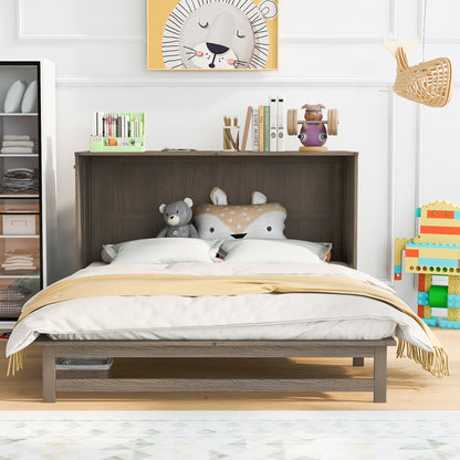Queen Murphy Bed with Built-In Charging Station – Beige