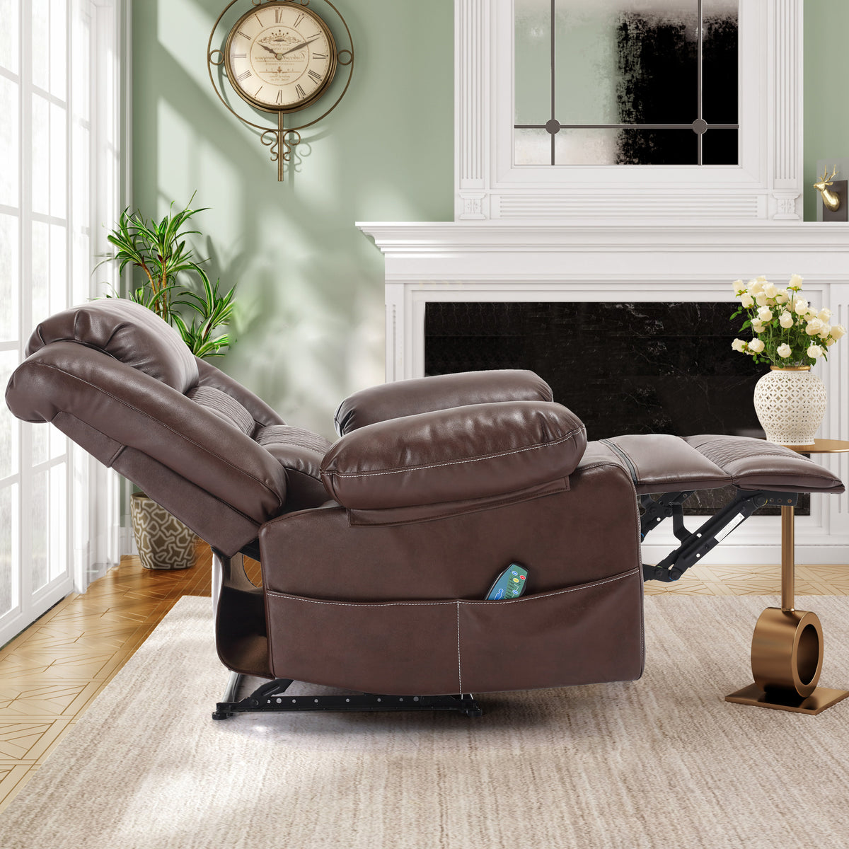 Breathable Leather Reclining Massage Chair Brown