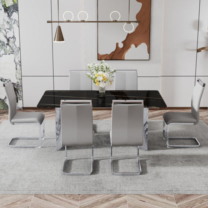 Modern Glass Dining Table Silver Base