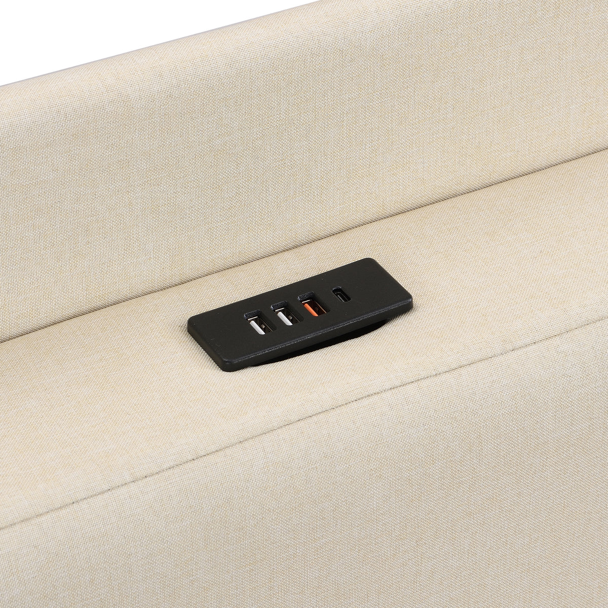 Full Size Upholstered Bed with Drawers – Beige
