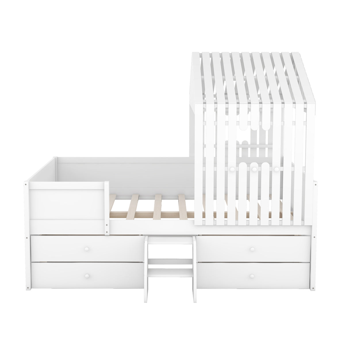 Full Loft Bed with Drawers White