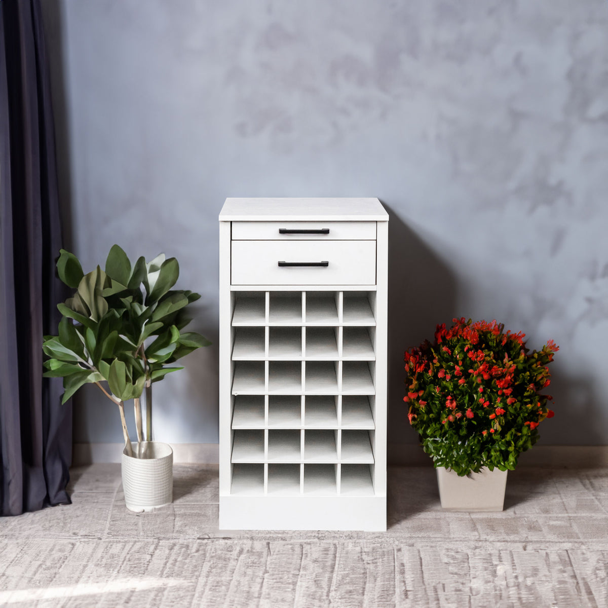 Walnut Modular Wine Bar Cabinet 28-Bottle Storage