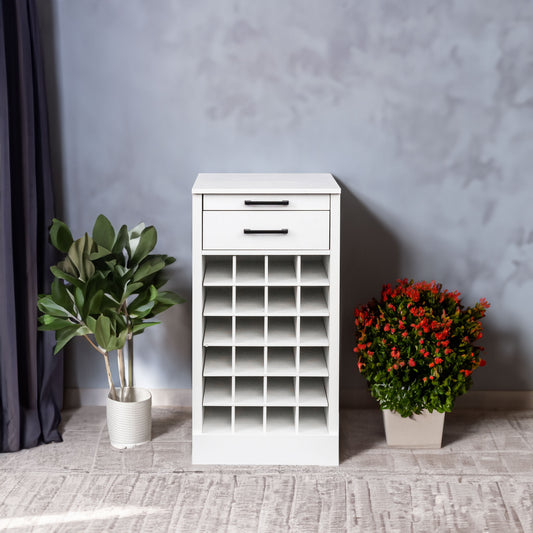 Walnut Modular Wine Bar Cabinet 28-Bottle Storage