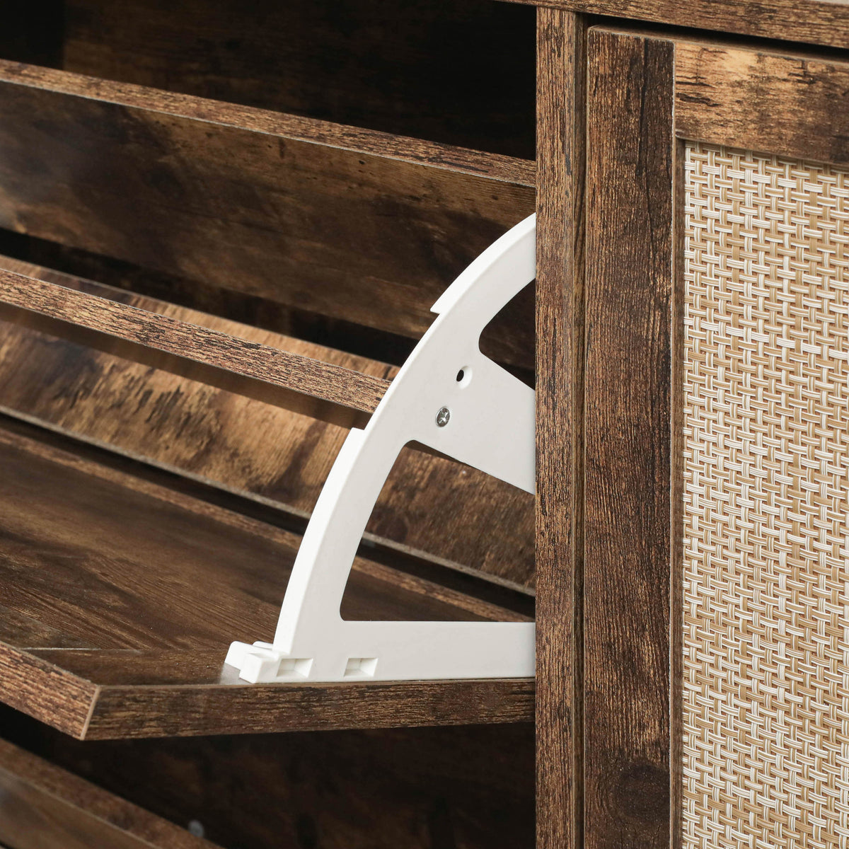 4-Door Freestanding Shoe Cabinet with Storage Shelves