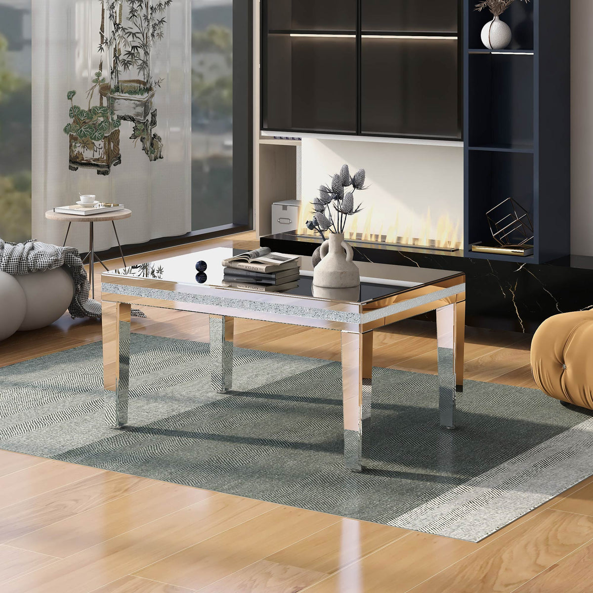 Crystal Base Coffee Table Silver