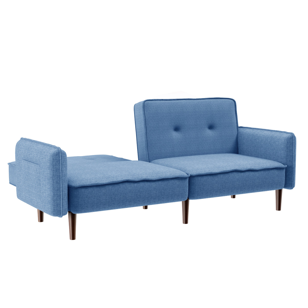 Blue Fabric Living Room Futon Sofa Bed