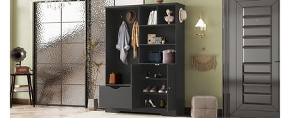 Hall Tree Storage Cabinet Black