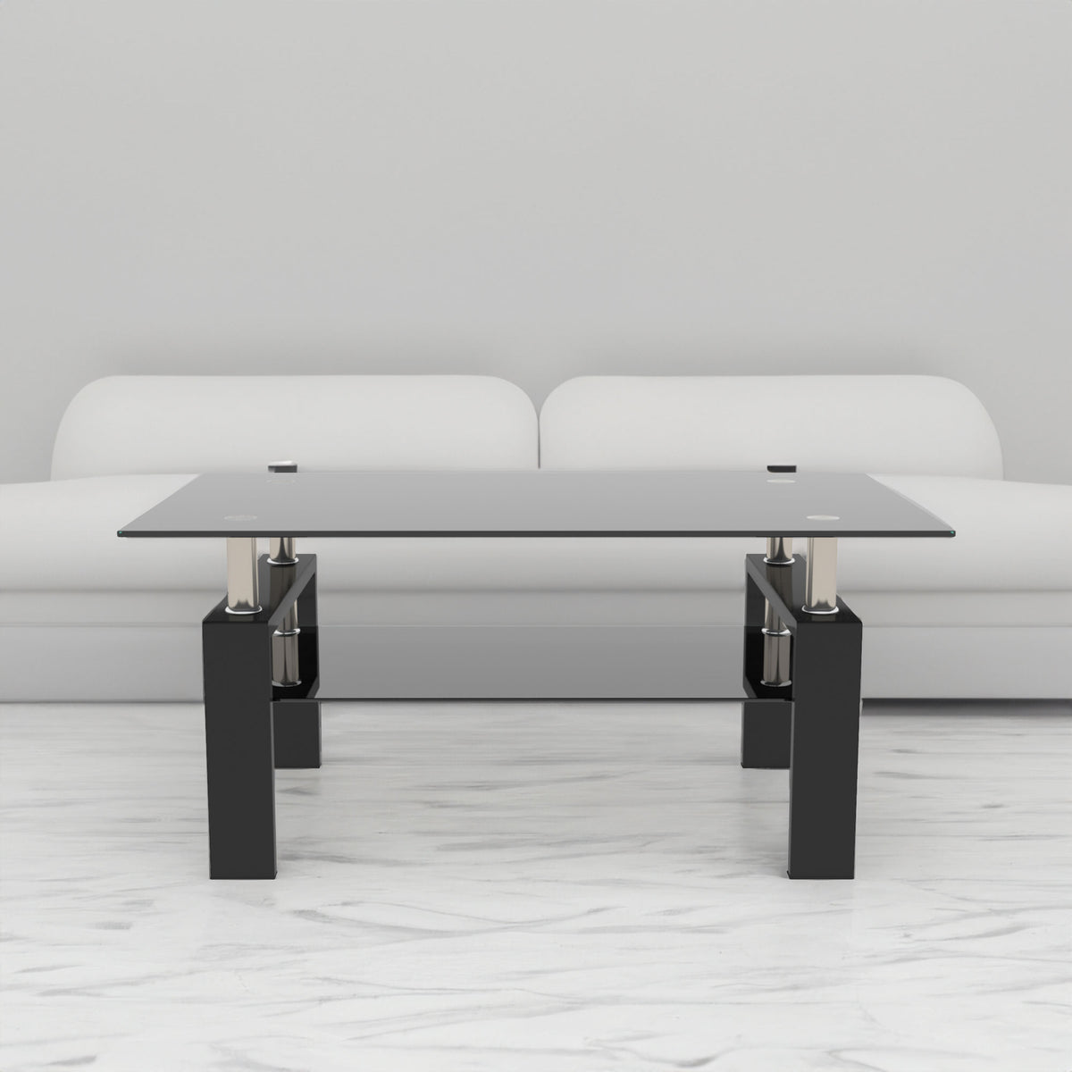 Rectangular Glass Coffee Table – Black