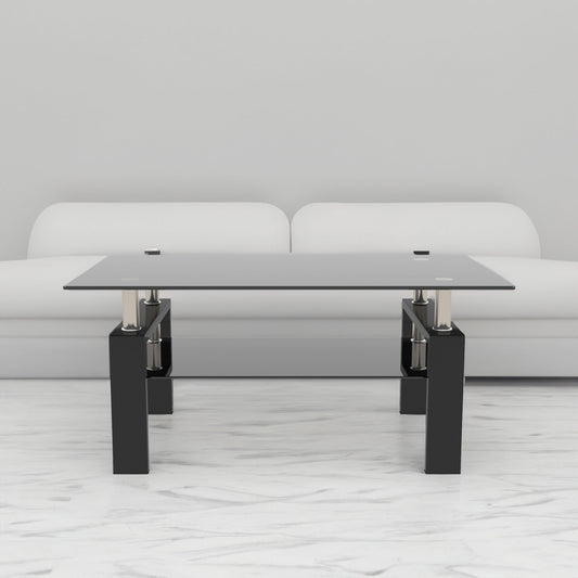 Rectangular Glass Coffee Table – Black