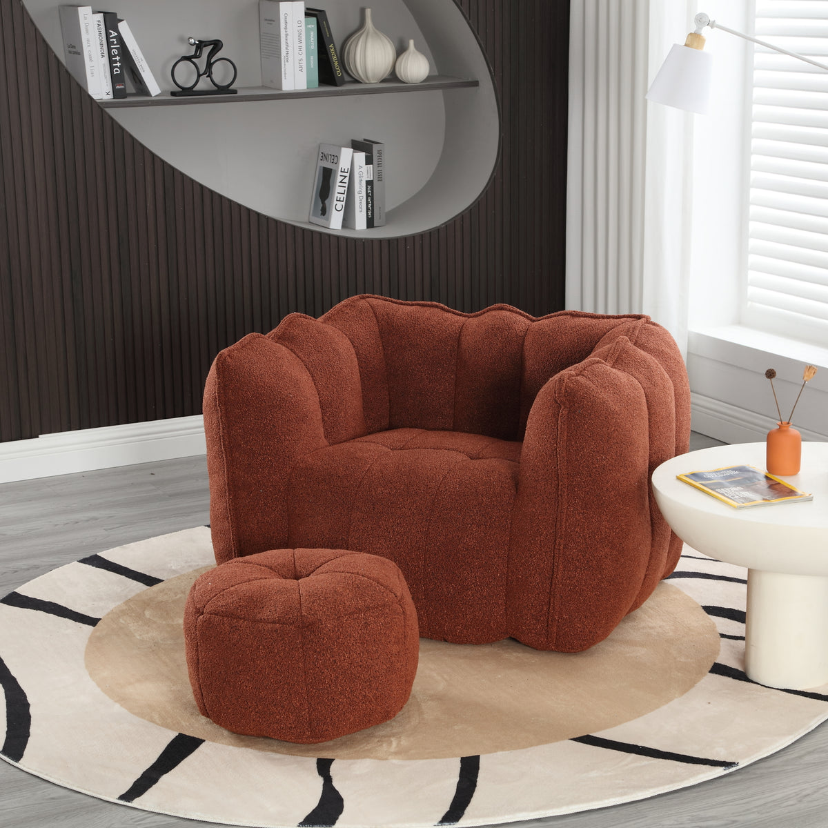 Bean Bag Chair with Footstool Gray
