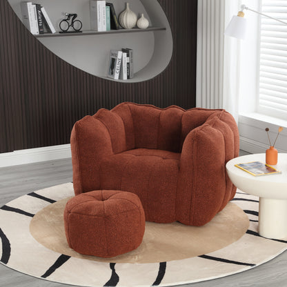 Bean Bag Chair with Footstool Gray