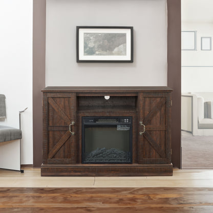 Wood Media Console TV Stand Brown
