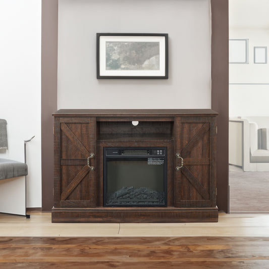 Wood Media Console TV Stand Brown