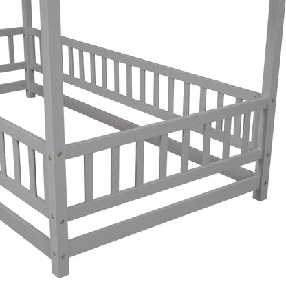 Twin Floor Bed Grey