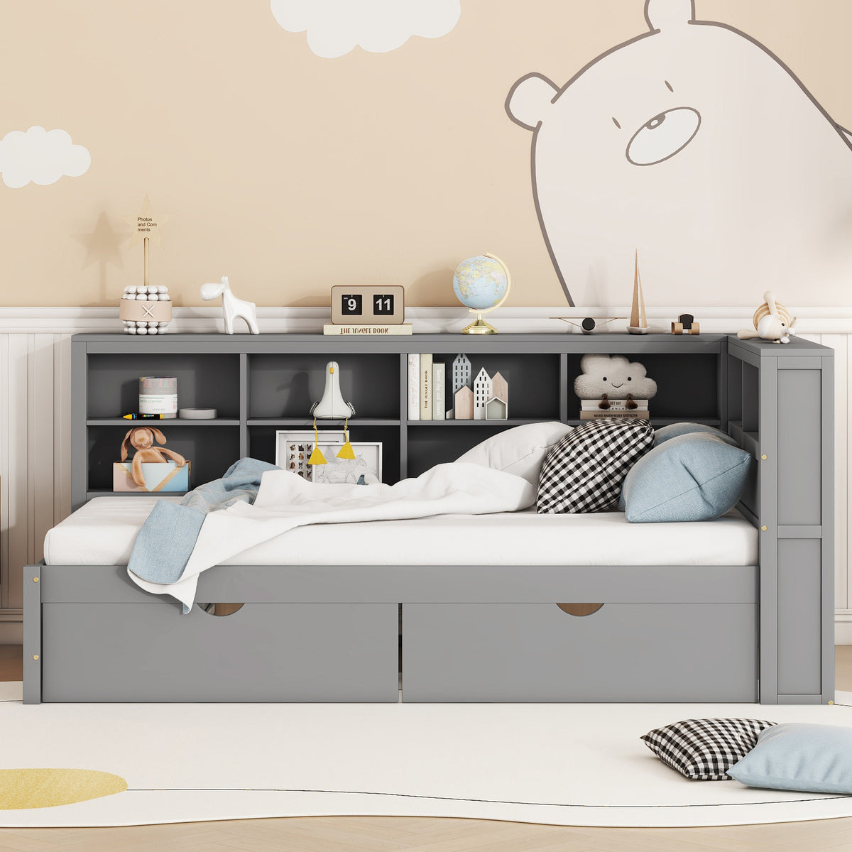 Wooden Twin Daybed Gray