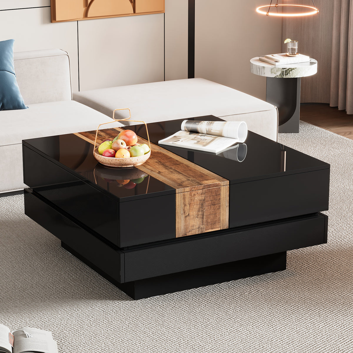 On-Trans Gloss Coffee Table with LED Base