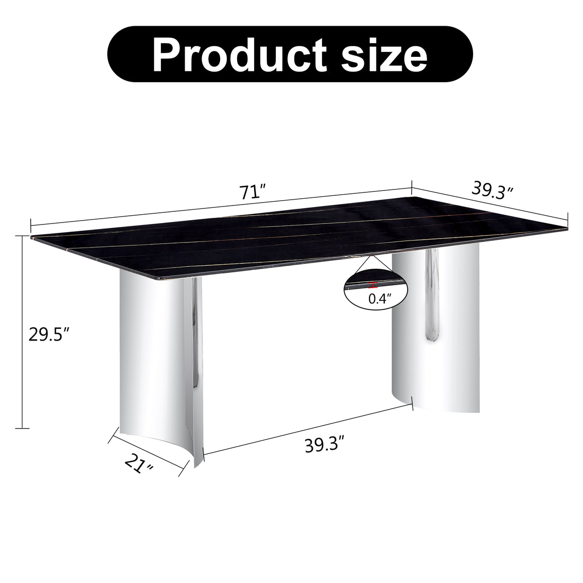 Modern Glass Dining Table Silver Base