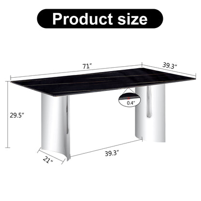 Modern Glass Dining Table Silver Base