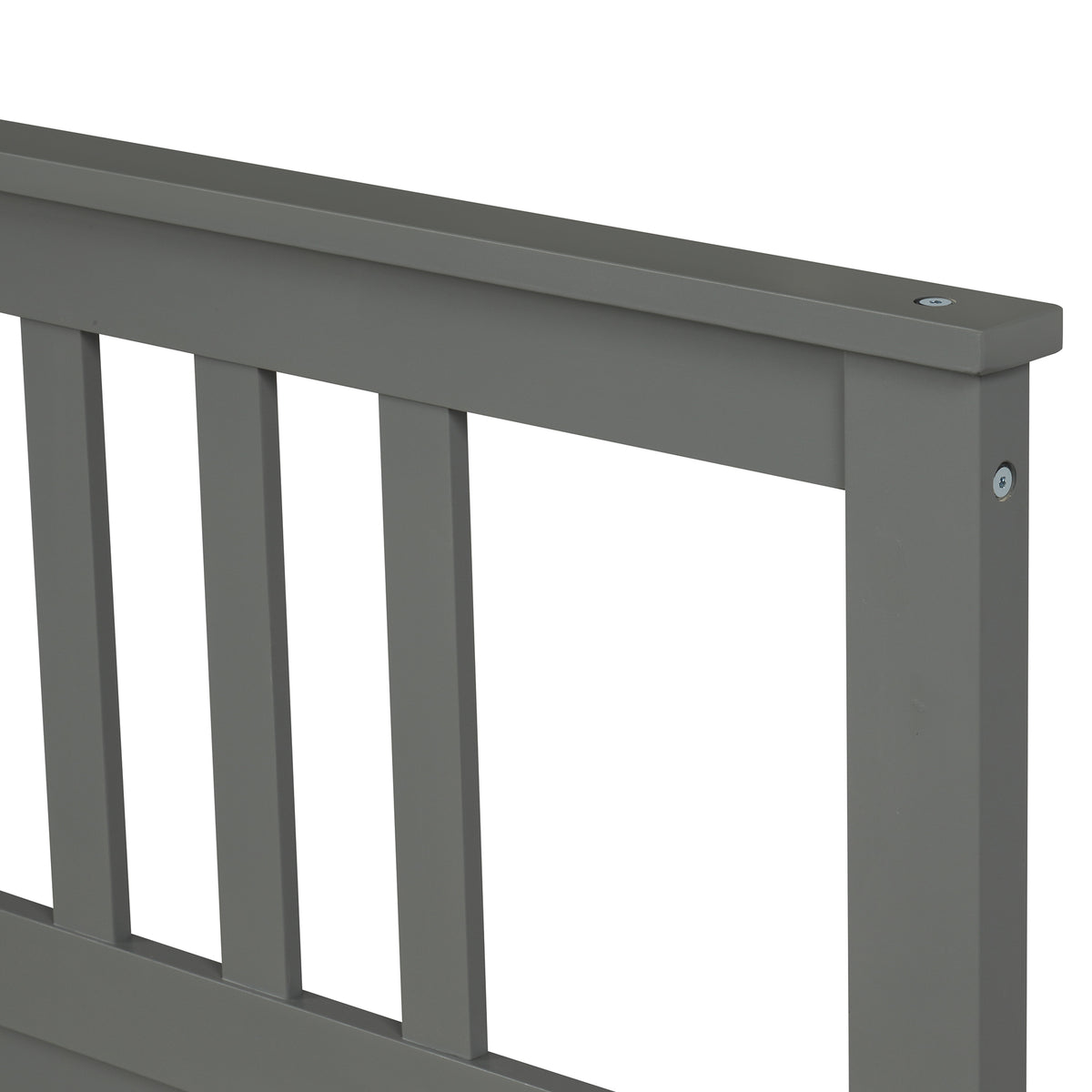 Wooden Platform Bed with Footboard Gray