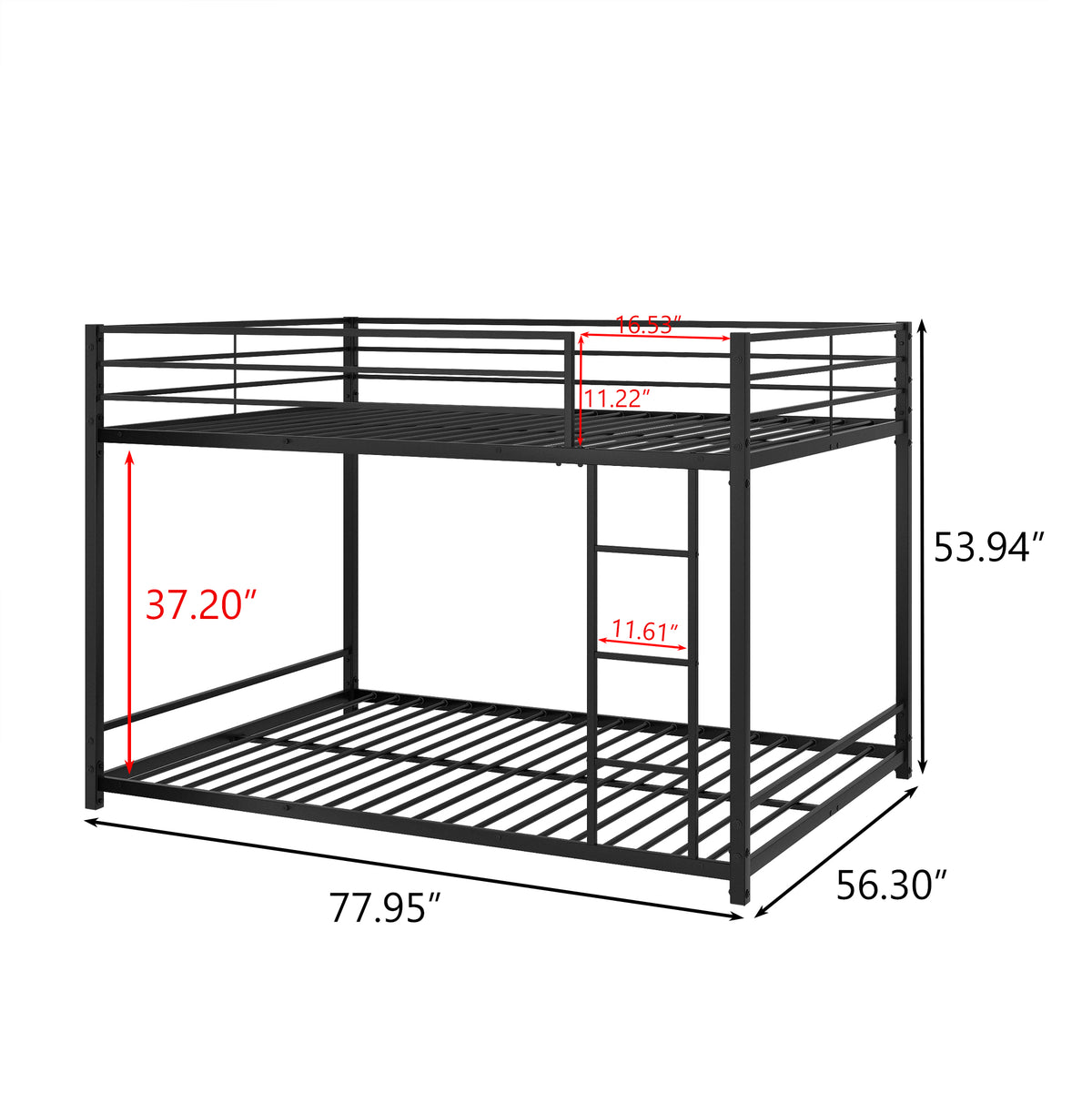 Full Metal Bunk Bed Heavy Duty Black